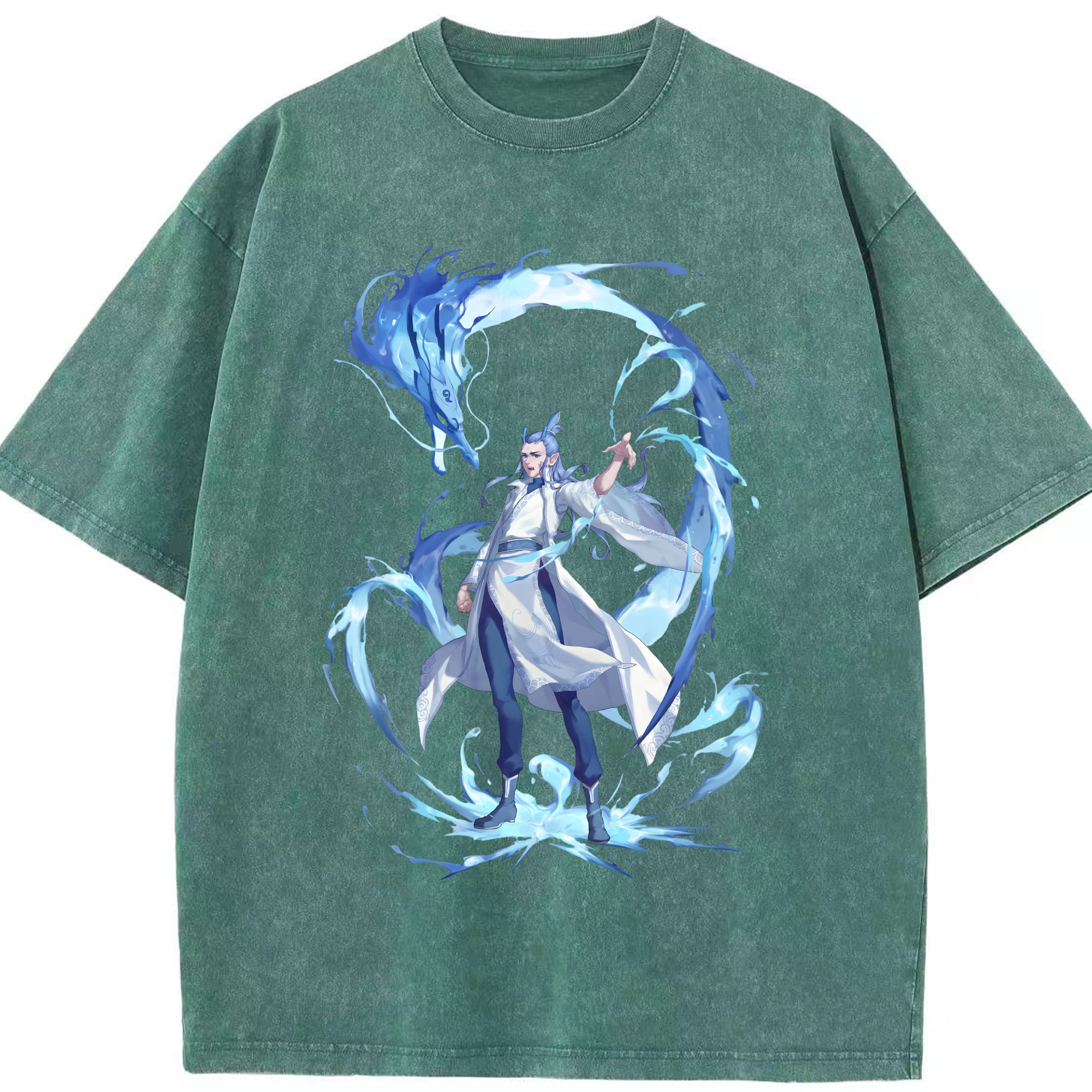 （画像用） Ne Zha 2 ナタ 魔童の大暴れ 綿100% ヴィンテージ風 半袖Tシャツ（フロントプリント）